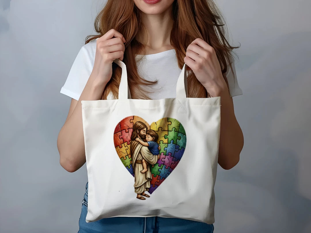 Jesus heart autism tote